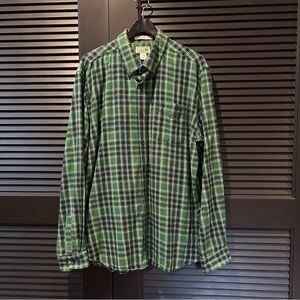 L.L. Bean Green Plaid Shirt, 100% cotton, Traditional Fit, Size Large